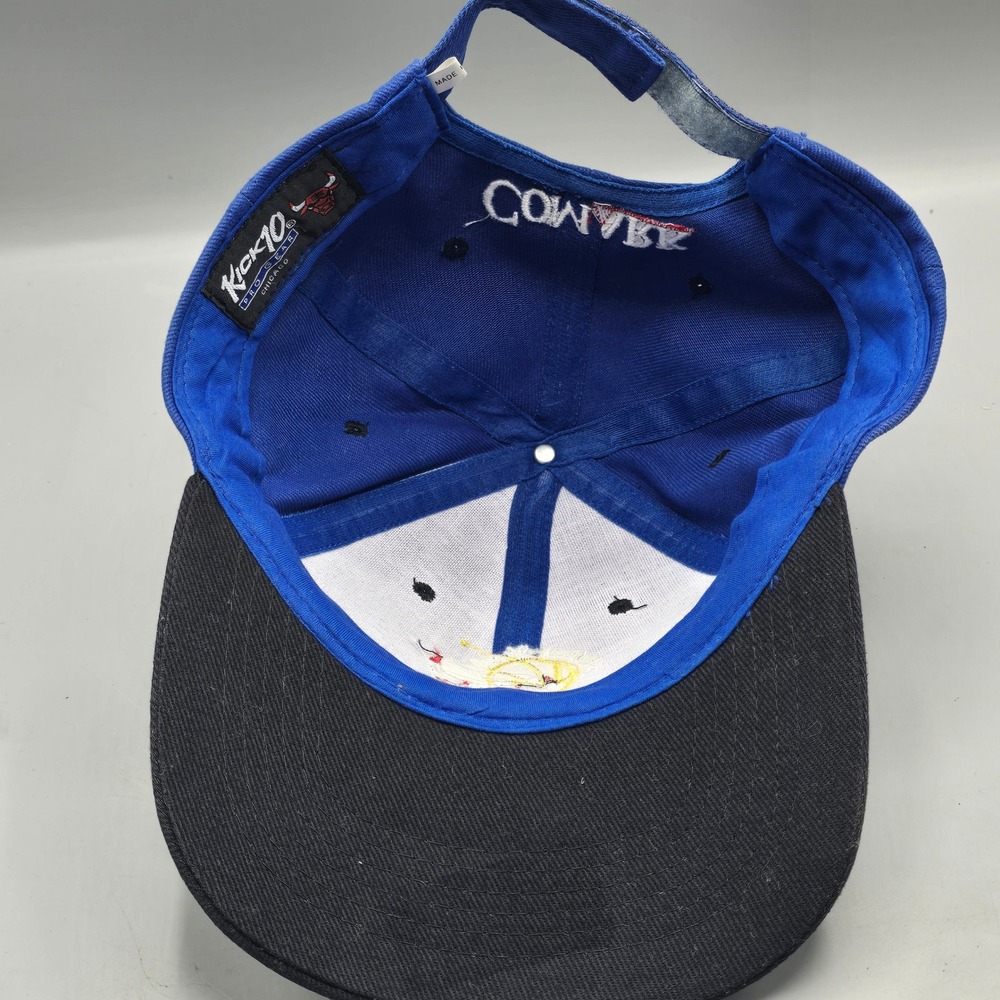 Vintage Chicago Bulls Championship Hat Blue Black Kick10 Pro Gear NBA Cap 90s - Picture 8 of 13